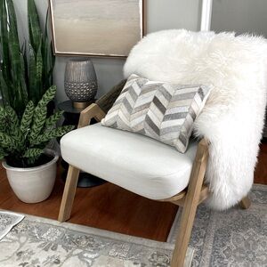 Restoration Hardware Style Cowhide Lumbar Feather Insert Pillow Alpine Chalet